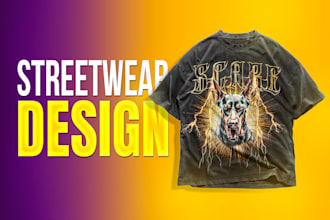 design futuristic, urban, edgy, y2k, artsy, and brutalist streetwear tees