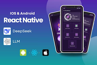 do android, IOS app using react native, llm, and deepseek
