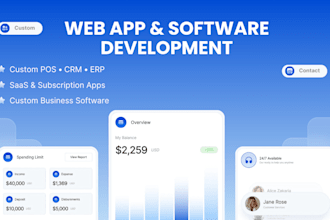 be pos, CRM, saas, erp developer, full stack, website app and software developer