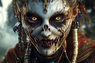 draw a fantasy horror and fantasy horror character