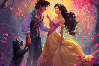 draw a gorgeous disney style cartoon character