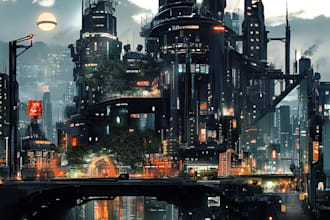 illustrate a cyberpunk scifi futuristic city