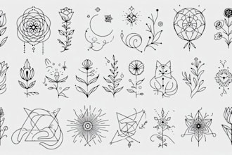 create minimalist line art tattoo with my style
