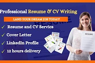 deliver 12 hours professional resume writing, and tech CV writing service