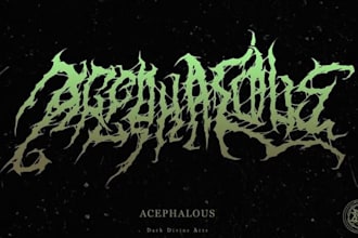 create chrome metallic black slaming, goregrind, brutal death metal logo design