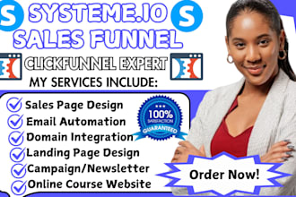 create systeme io website, systeme io sales funnel, clickfunnels landing page