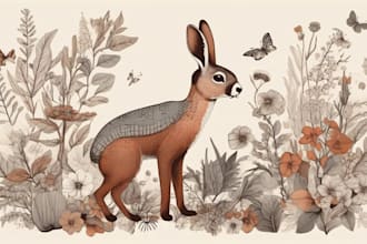 draw an animal and botanical illustration