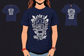 make a linocut t shirt design for brands