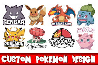 design unique pokemon, fakemon, chibi art, trainer funks and anime logo