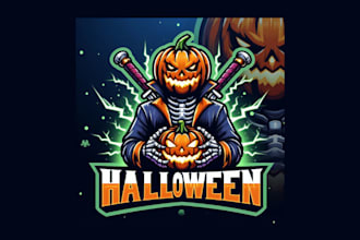 do awesome halloween pumpkin mascot logo with creative concepts