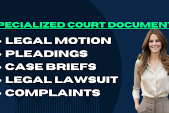draft lawsuits, complaints, petitions, motions, appeals, mou, injunctions, nda