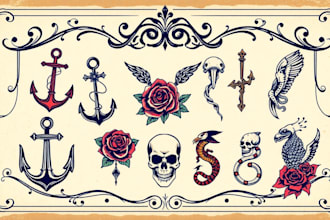 custom drawing your traditional or old school tattoo design