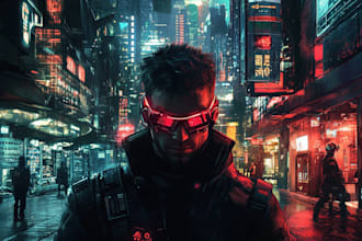 do cyberpunk futuristic city art