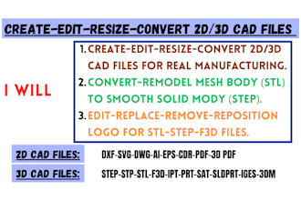 remodel create edit convert any cad file stl step file