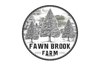 create a custom retro vintage fawn brook farm logo design