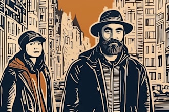 do a custom portrait in linocut style
