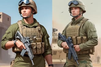 draw military themed illustrations