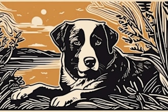 create a portrait of your pet with linocut