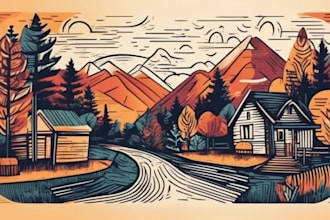 make niche colorful linocut and woodcut book illustrations