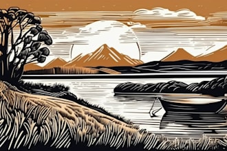 engraving linocut style digital drawing art