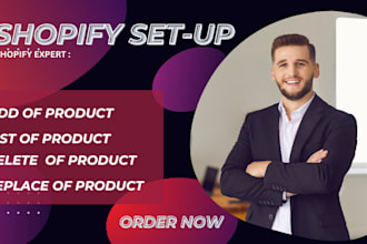set up shopify add product list product and list item