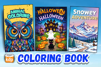 do kids coloring book cover, kids activity book, and coloring page for kdp
