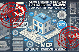 draw stamp architectural drawing engineering drawing city permits mep floor plan