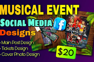 design amazing musical event flyers for social media