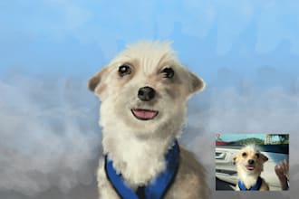 draw any pets dog cat or animals into watercolor portrait
