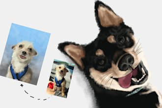 dog animal pets cartoon portrait vector art in 24 hours
