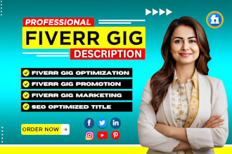 write optimized, fiverr gig description, fiverr gig  title, profile, image, SEO