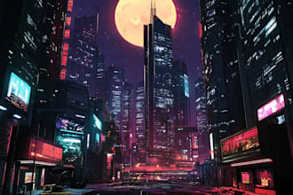 create a illustration of futuristic cyberpunk city