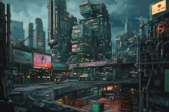 do futuristic cyberpunk city and scifi concept art