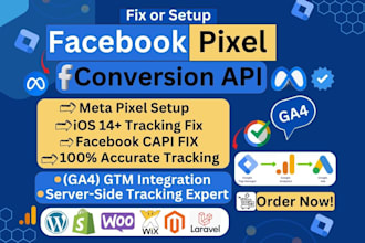 setup and fix facebook pixel, meta pixel, capi, server side tracking via GTM