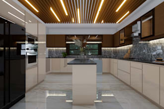 create kitchen design layout with 2d plan and 3d renders