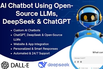 create ai chatbots with deepseek, chatgpt, llama, opanai for web, mobile apps