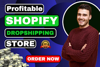 build profitable shopify dropshipping store, or shopify store design