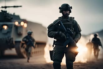 draw military themed anime and tactical for you