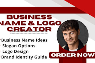 create a unique business name, catchy slogan, professional logo for your brand