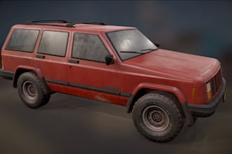 mod truck for game with blender, 3d suv ue5 car game, realistic car animation
