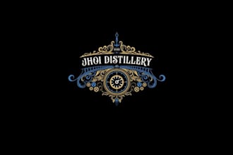 design industrial steam punk themed distillery logo