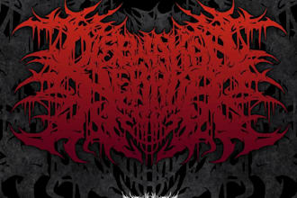 custom death metal, metalcore, deathcore logo with texture and chrome effect
