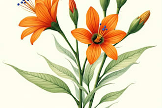 do custom botanical illustration, concept art, sketches