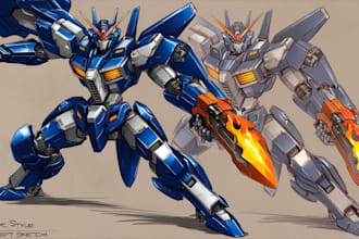 draw mecha robot armor character concept for you