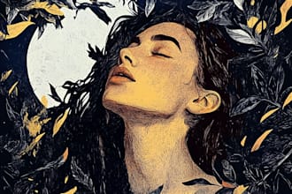 draw high quality illustration in linocut style