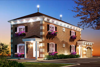 form 3d architectural exterior facade house  design, interior render revit ldk