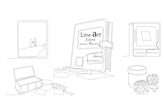do amazing minimalist one line art design or flat icons set