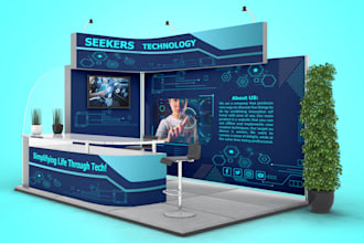 design trade show booth, backdrop, step and repeat banner for exhibition