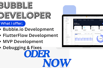 develop website or app in bubble io, bubble app, mvp saas, flutterflow, debug