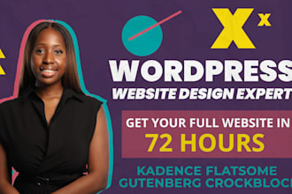 design wordpress website in 72 hours on flatsome gutenberg crocoblock or kadence